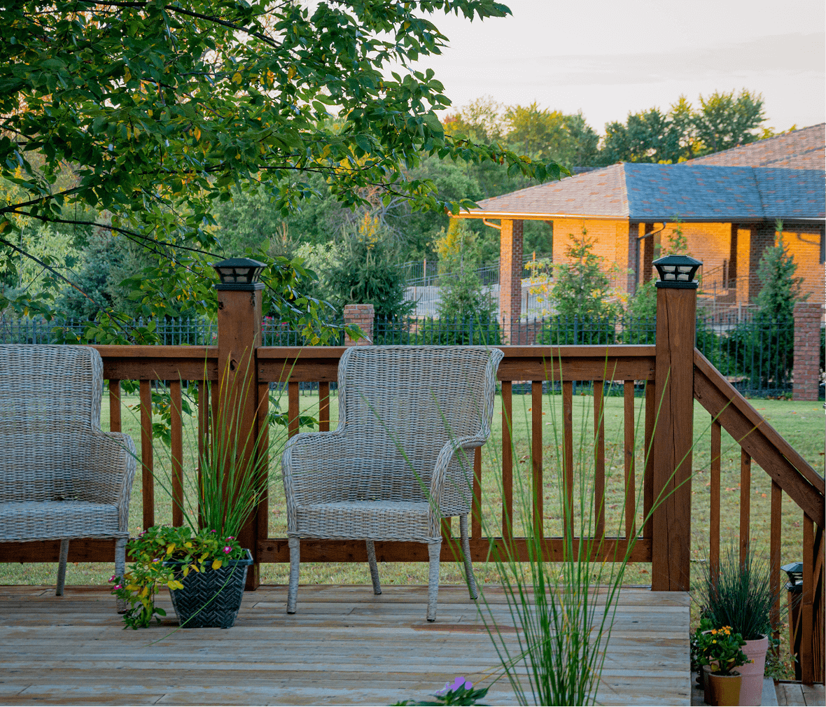 Beautiful custom wood deck built by Tekton Exteriors in Batesville MS